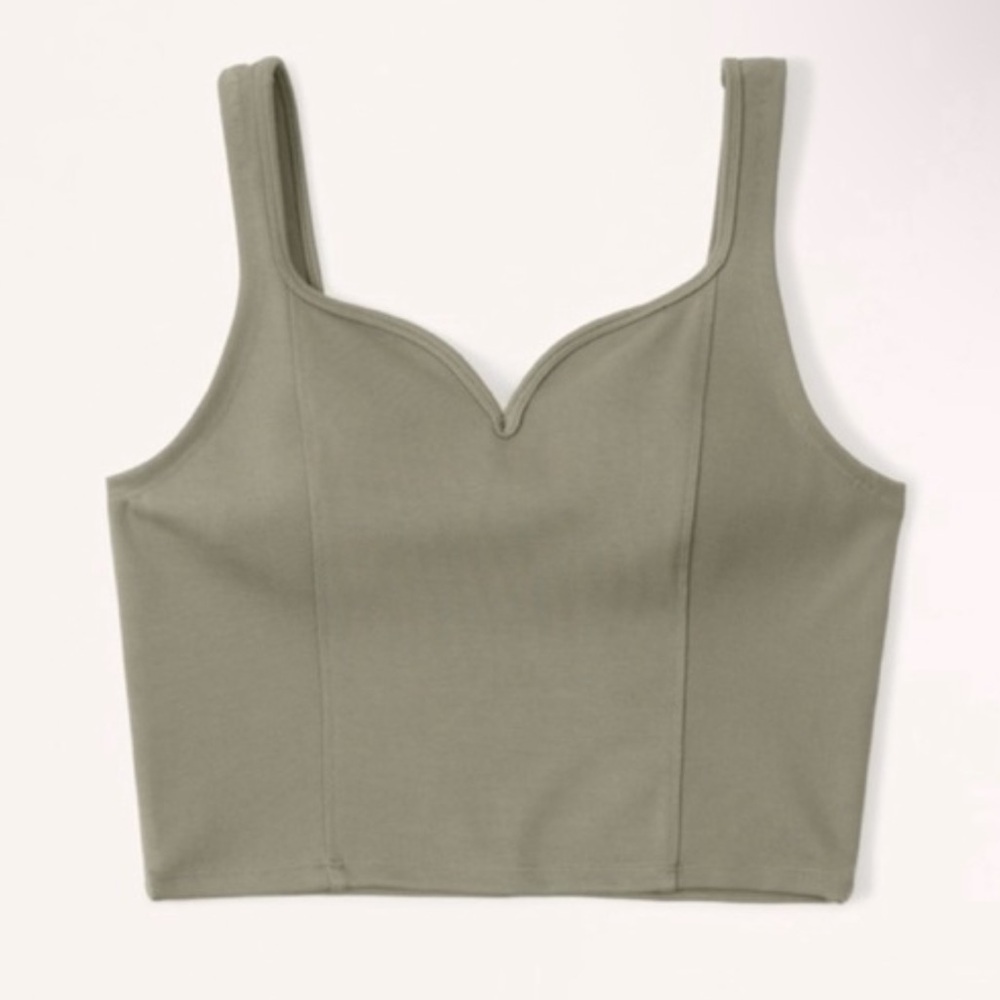 Abercrombie & Fitch Olive Ponte Sweetheart Corset Tank